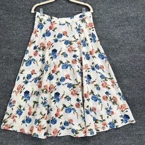 Soprano Nordstrom Midi Skirt Womens Large Floral USA Made Cottage Modest Career